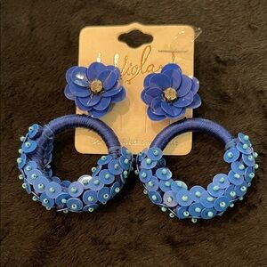 Viola Blue Floral Earrings Set